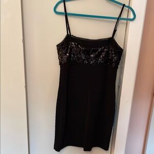 Calvin Klein Black Sequin Fitted Camisole Mini Dress
